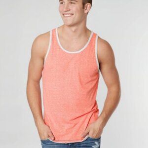 AMERICAN EAGLE XS Fluorescent Orange Vintage Fit Tank Top Contrast Ringer •FLAW‼